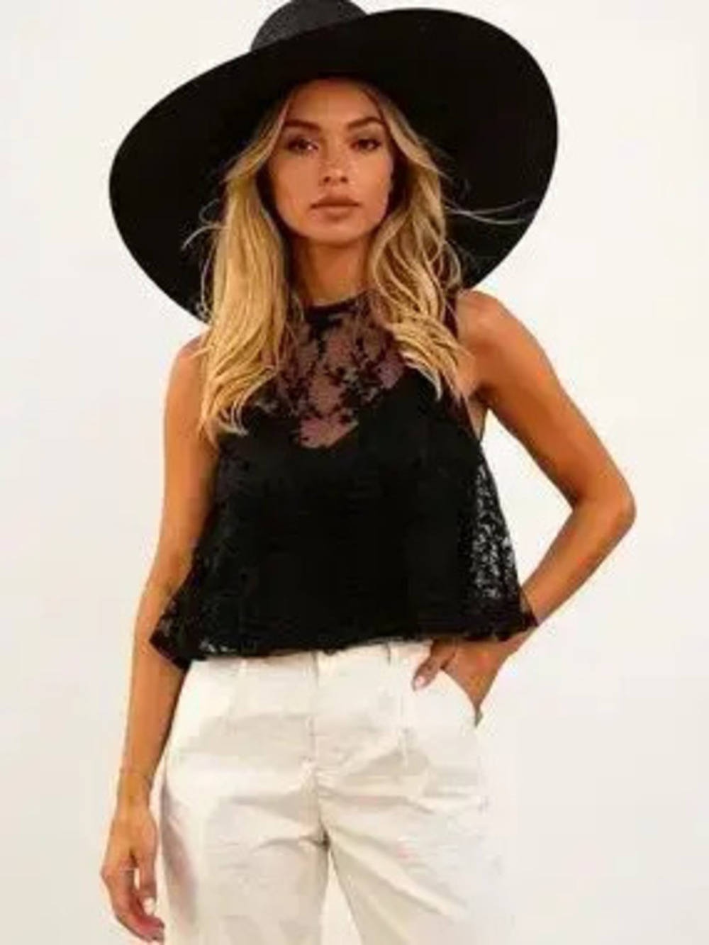 Lace Tie Back Tank - Picture 1 of 8
